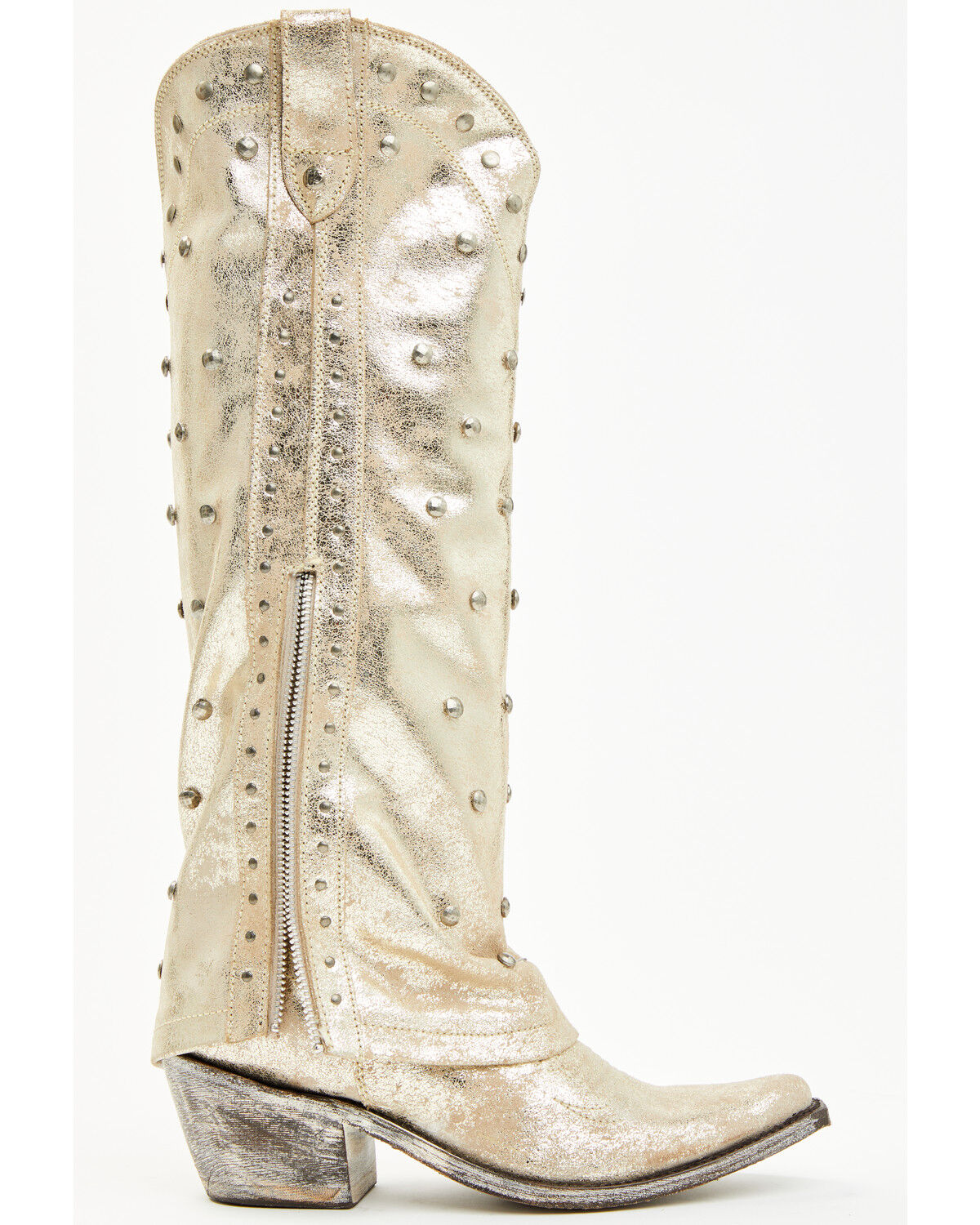 Image #2 - Liberty Black Women's Danet Tall Studded Western Boots - Round Toe, Gold, hi-res