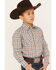Image #2 - Wrangler Boys' Plaid Print Long Sleeve Western Snap Shirt, Brown, hi-res