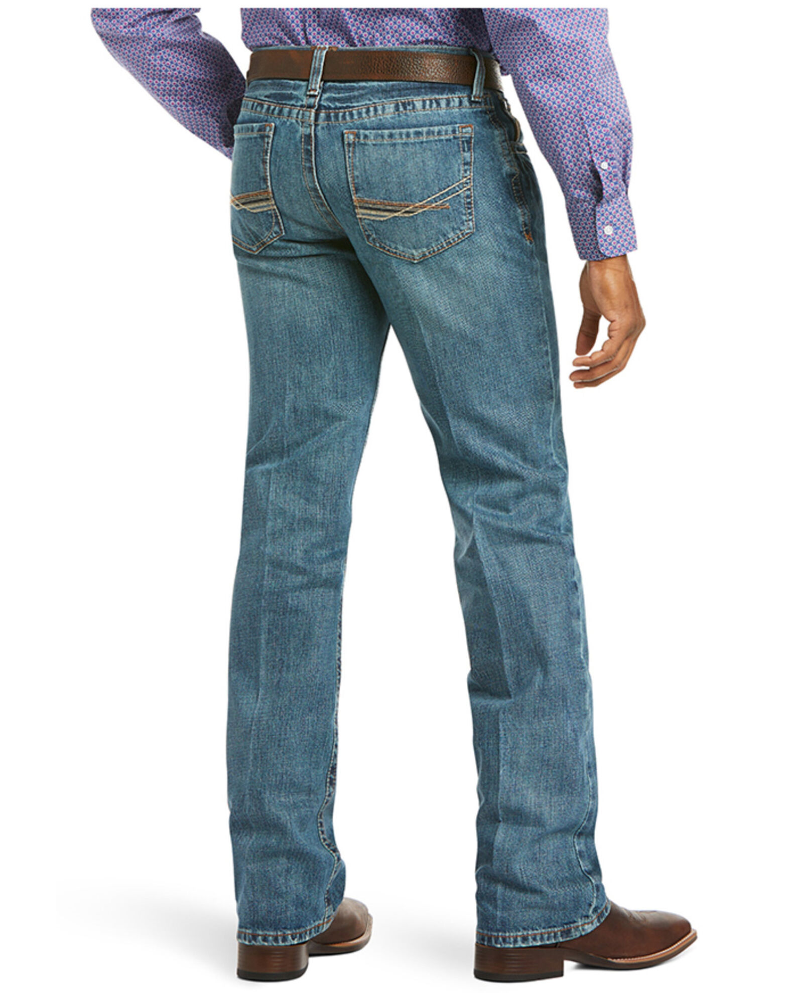 Image #2 - Ariat Men's M4 Low Rise Scoundrel Bootcut Jeans, Indigo, hi-res