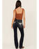 Image #1 - Grace In LA Women's Dark Wash Geo Print Embroidered Mid Rise Bootcut Stretch Denim Jeans, Dark Wash, hi-res