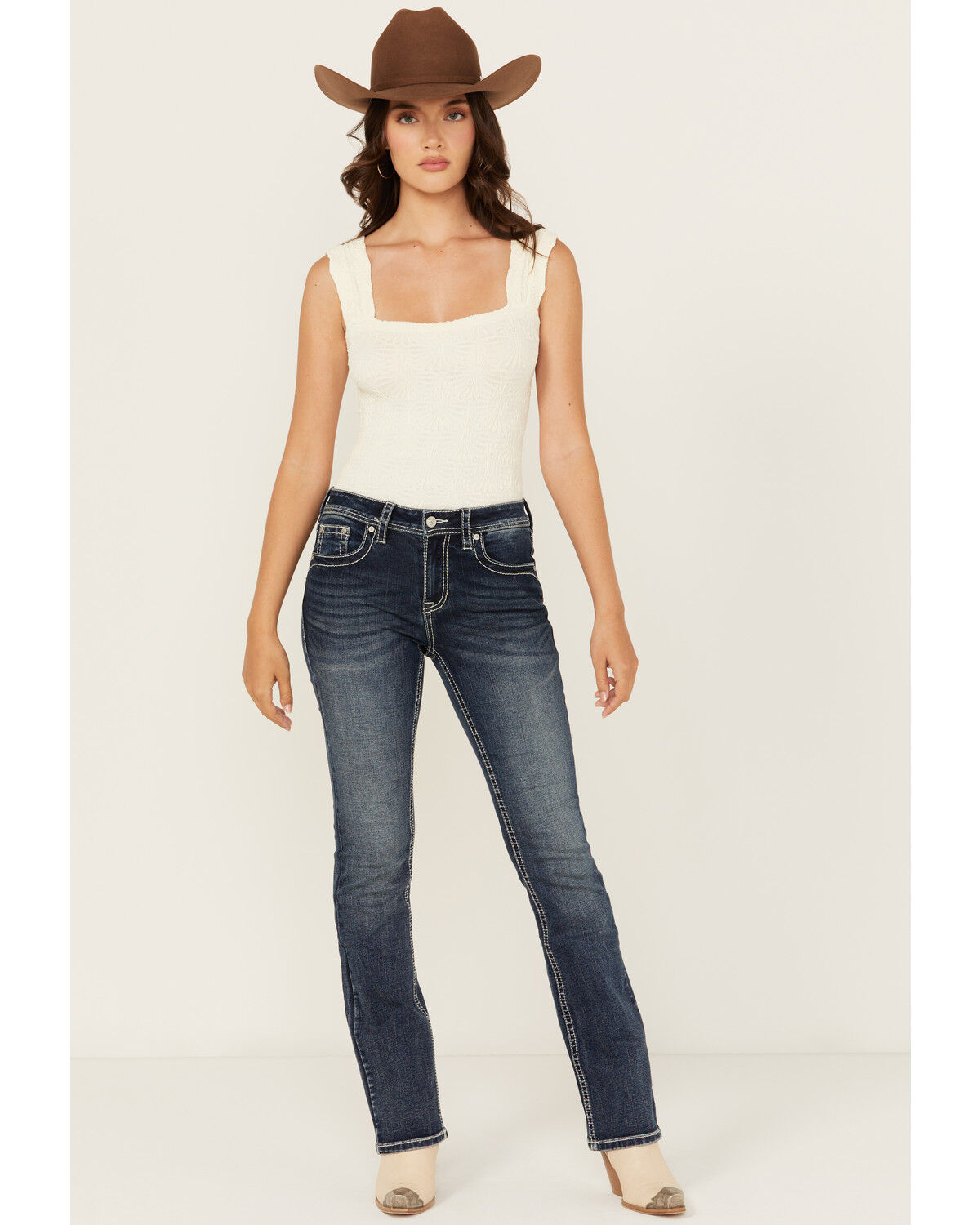 Image #3 - Shyanne Women's Dreamcatcher Dark Wash Mid Rise Bootcut Stretch Denim Jeans, Dark Wash, hi-res