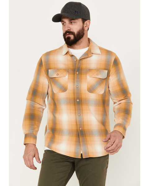 Image #1 - Pendleton Men's Beach Shack Plaid Print Long Sleeve Button Down Western Shirt, Lt Brown, hi-res
