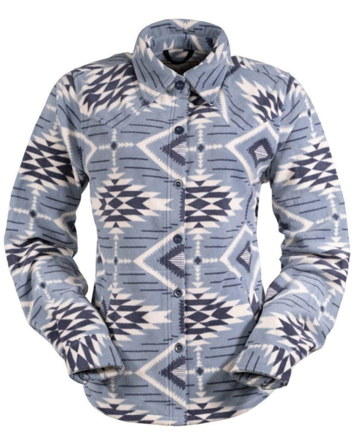 Outback Trading Co. Women's Eleanor Southwestern Fleece Shacket, Blue, hi-res