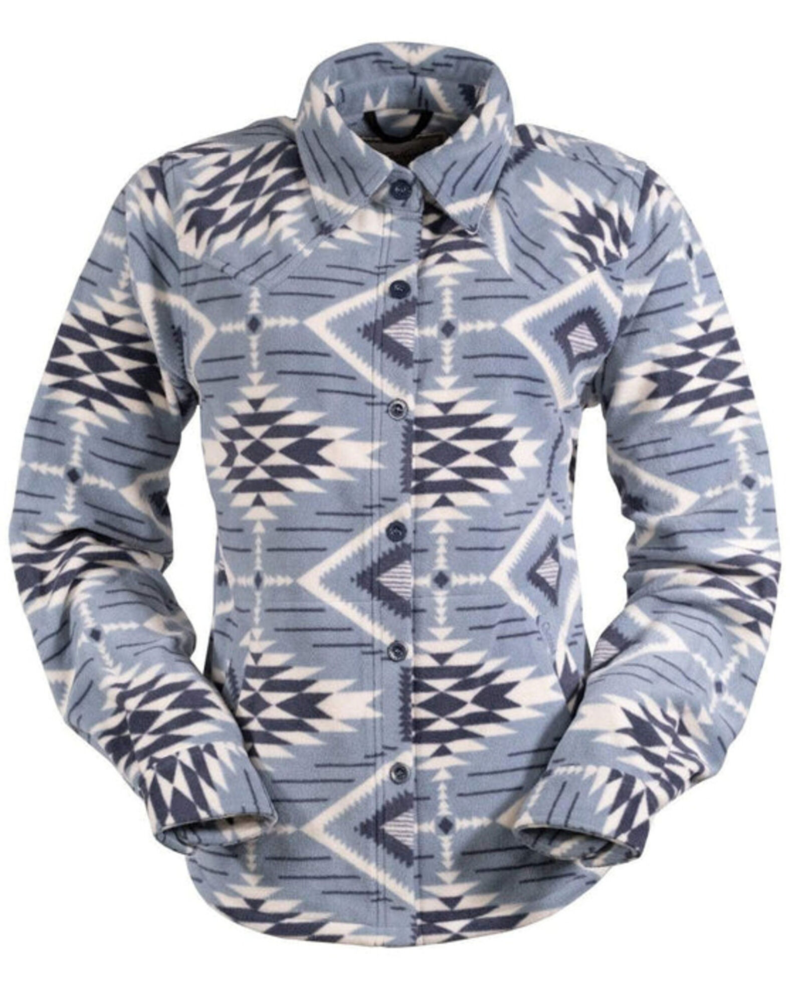 Image #1 - Outback Trading Co. Women's Eleanor Southwestern Fleece Shacket, Blue, hi-res