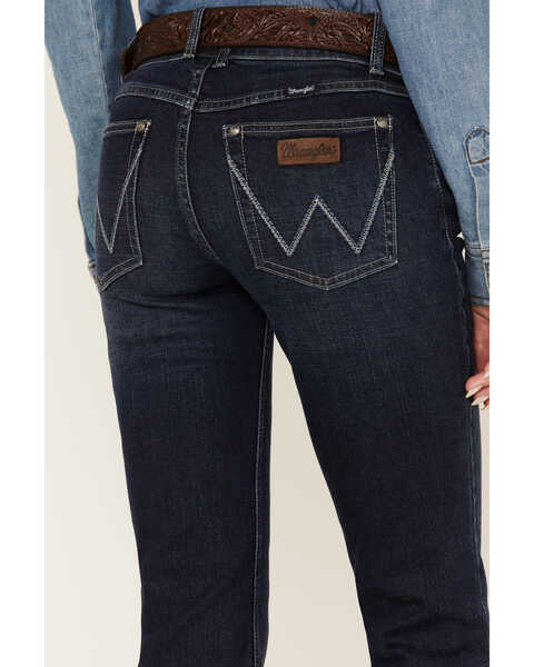 Image #4 - Wrangler Retro Women's Dark Wash Mid Rise Mae Alexis Stretch Bootcut Jeans, Blue, hi-res