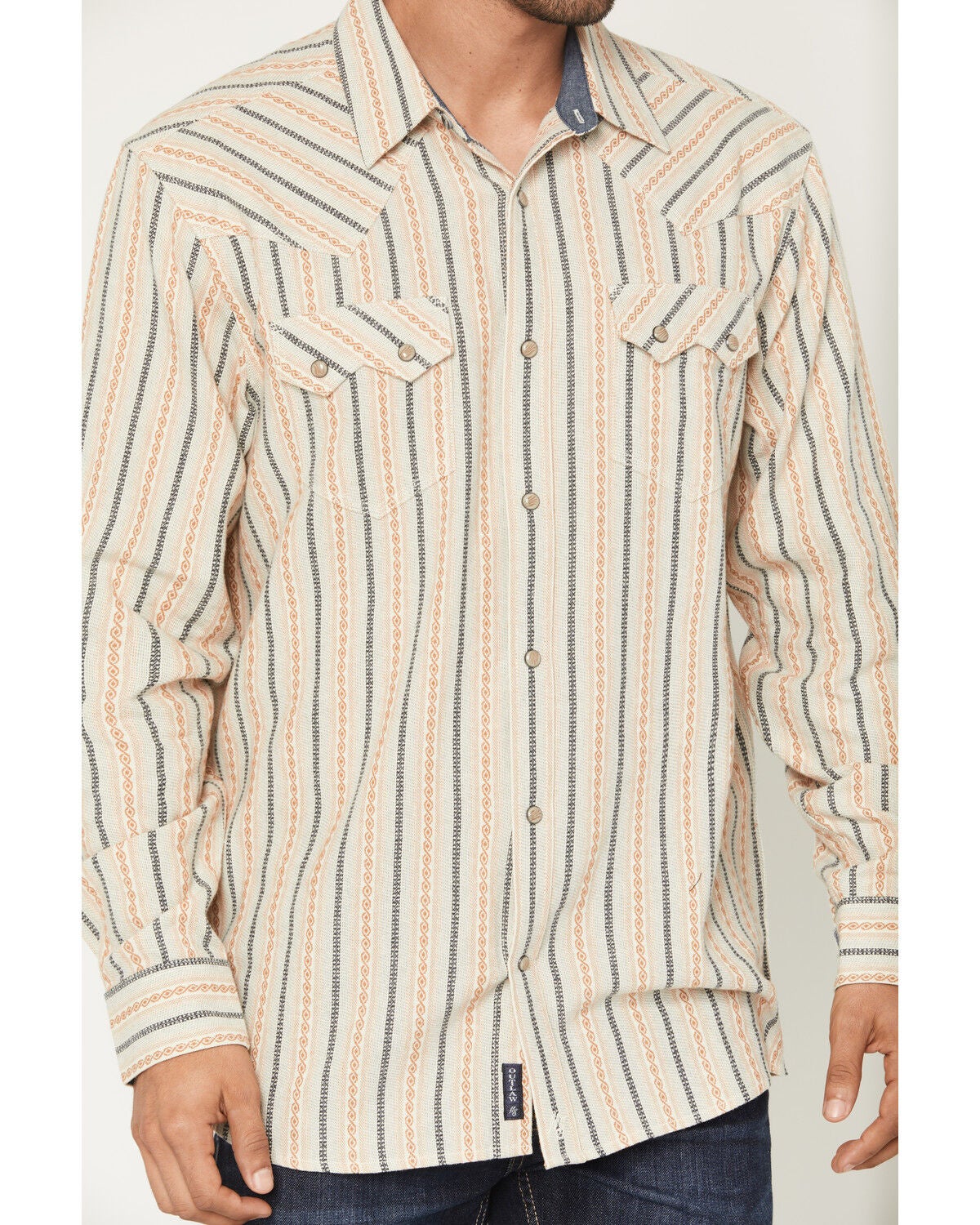 Image #3 - Moonshine Spirit&reg; Men's Archive Dobby Striped Print Long Sleeve Snap Western Shirt, Ivory, hi-res