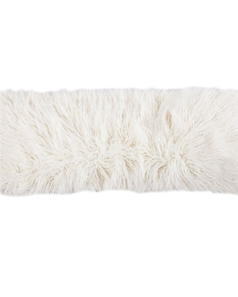 HiEnd Accents Mongolian Faux Fur Pillow, White, hi-res