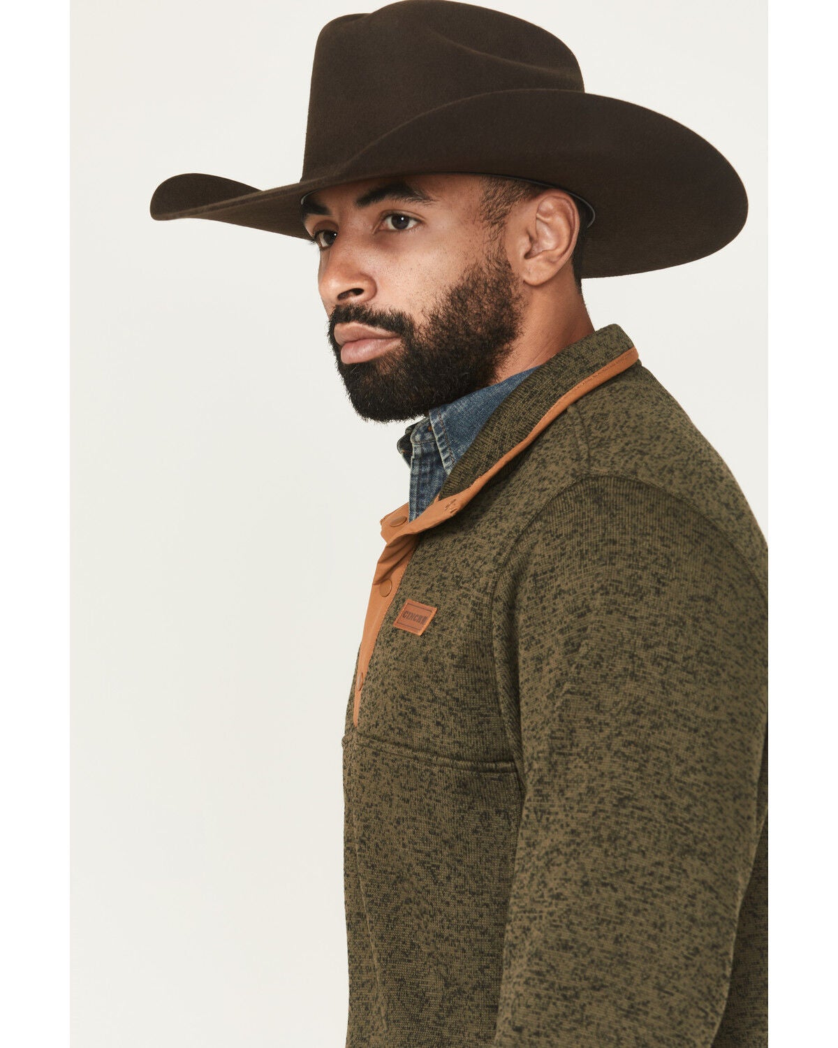 Image #2 - Cinch Men's Solid 1/4 Snap Pullover, Olive, hi-res