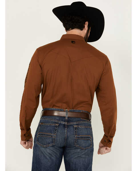 Image #4 - RANK 45® Men's South West Action Twill Long Sleeve Snap Performance Western Shirt , Rust Copper, hi-res