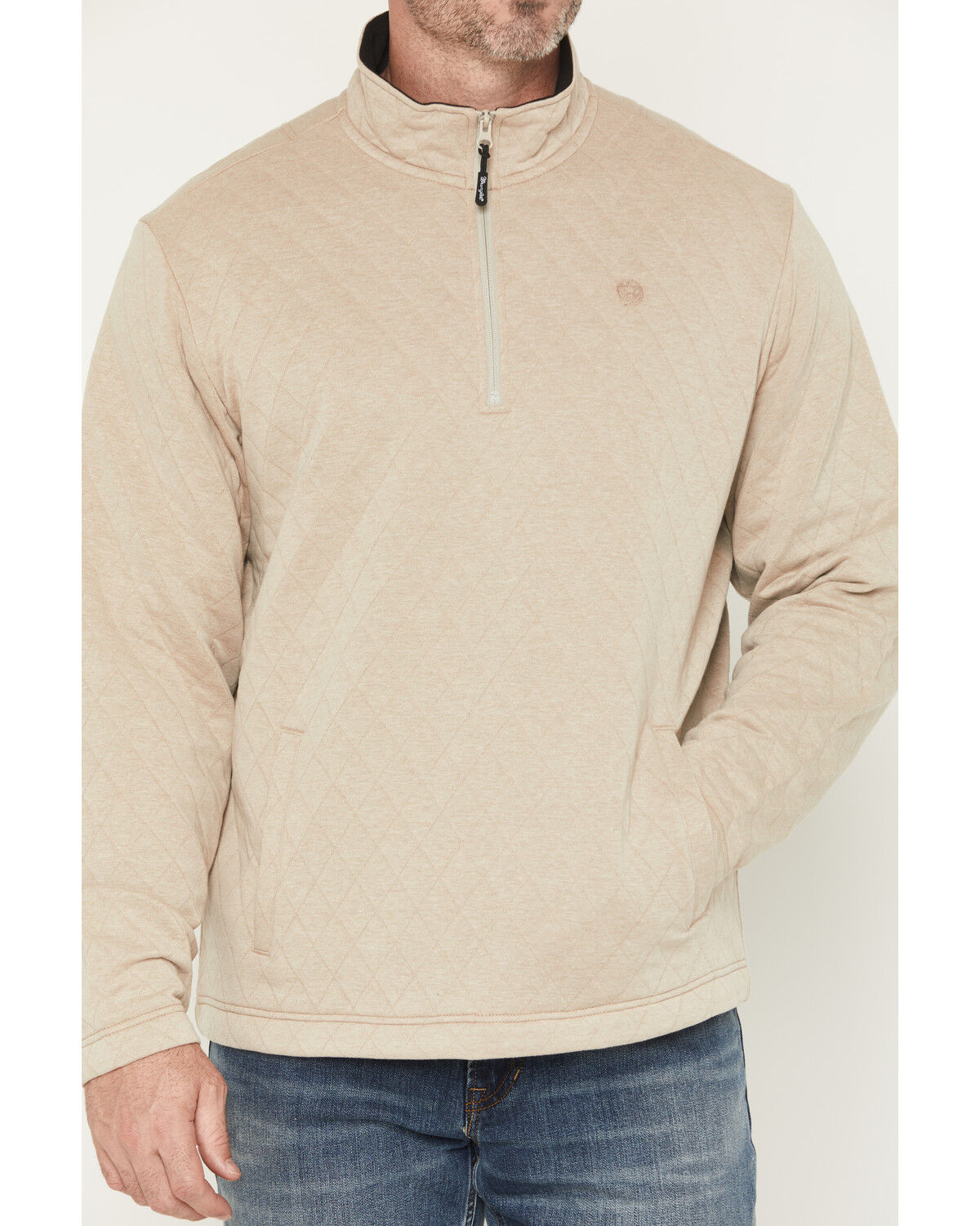 Image #3 - George Strait by Wrangler Men's Solid 1/4 Zip Pullover, Tan, hi-res