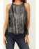 Image #3 - Idyllwind Women's Prescott Foiled Faux Suede Fringe Tank , Black, hi-res