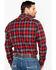 Rock & Roll Denim Men's Yarn Dye Satin Plaid Print Long Sleeve Western Shirt , Red, hi-res