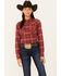 Image #1 - Shyanne Women's Willow Long Sleeve Snap Western Flannel Shirt , Dark Red, hi-res