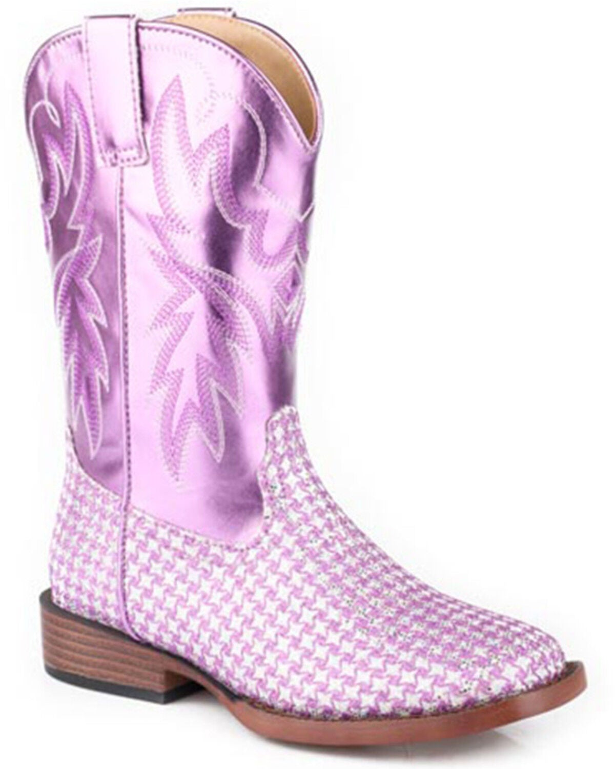 Roper Little Girls' Glitter Gleam Western Boots - Broad Square Toe, Purple, hi-res