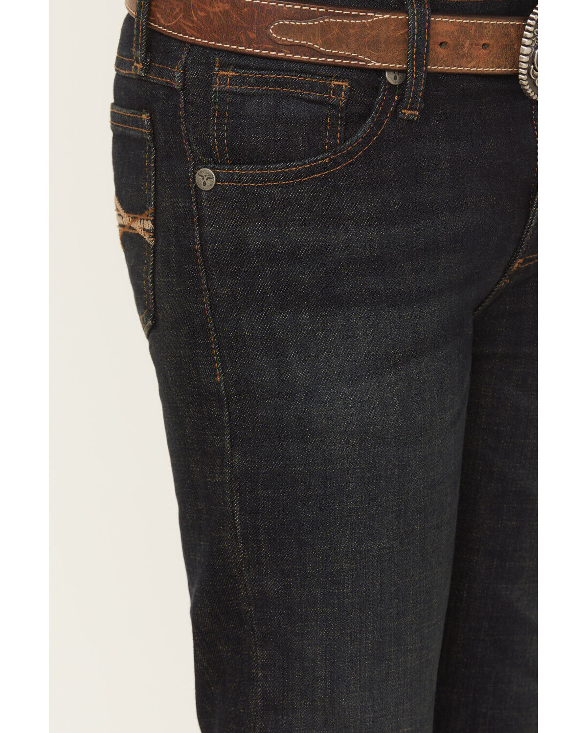 Image #2 - Wrangler Boys' Dark Wash Bootcut Denim Jeans, Dark Wash, hi-res