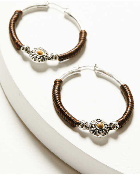 Image #1 - Shyanne Women's Monument Valley Wrapped Hoop Earrings, Silver, hi-res
