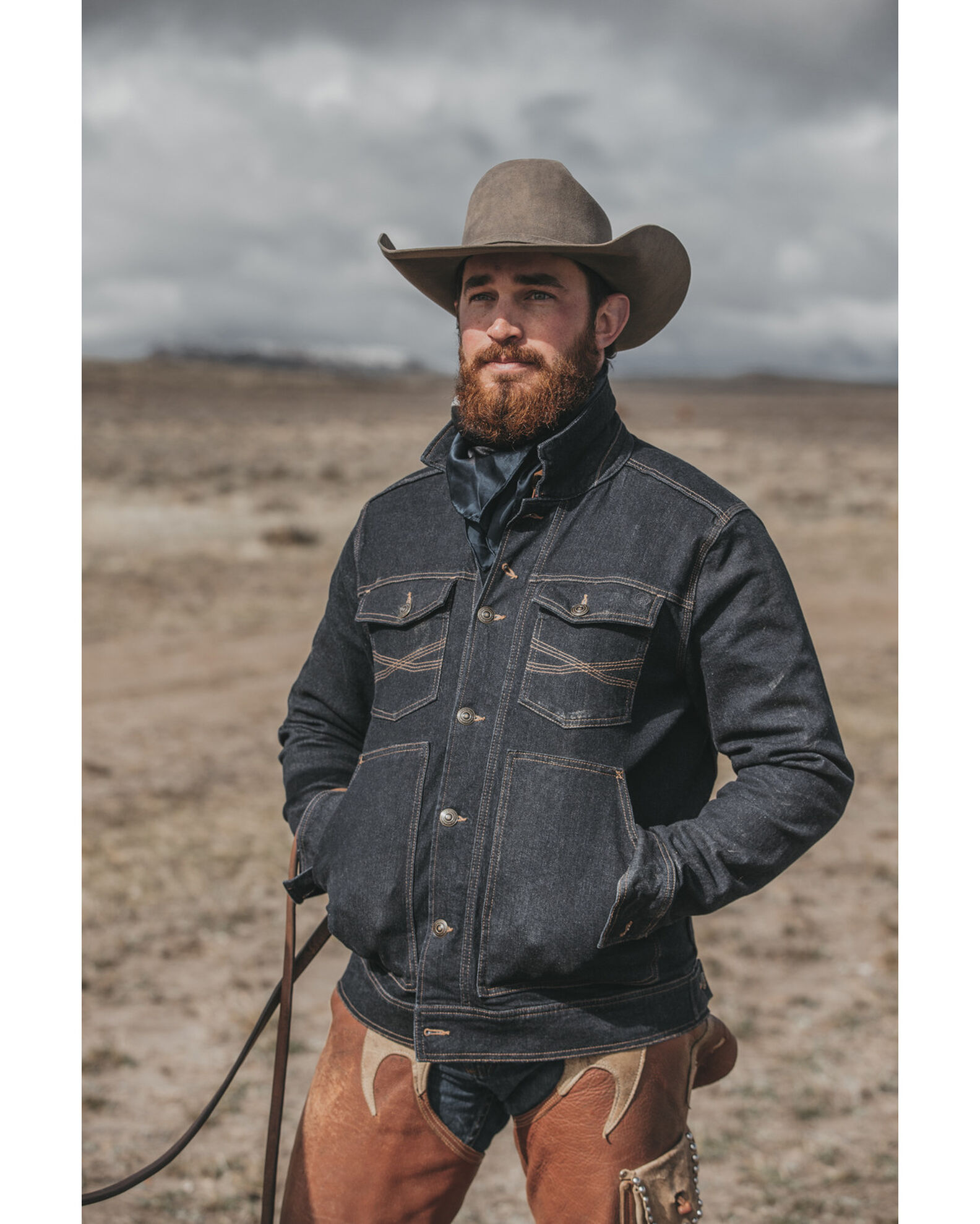 Blue Ranchwear Men s Button Down Dark Denim Trucker Jacket Sheplers