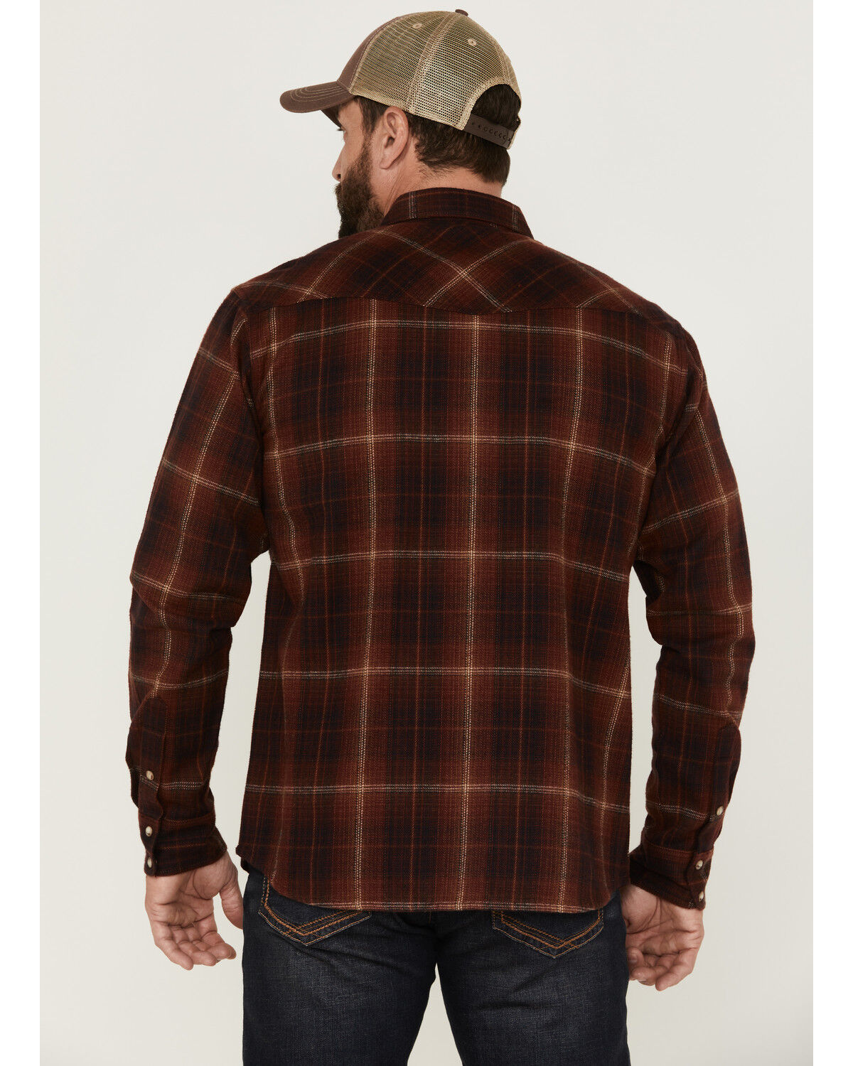 Image #5 - Ariat Men's Hiller Retro Plaid Snap Western Flannel Shirt, Maroon, hi-res