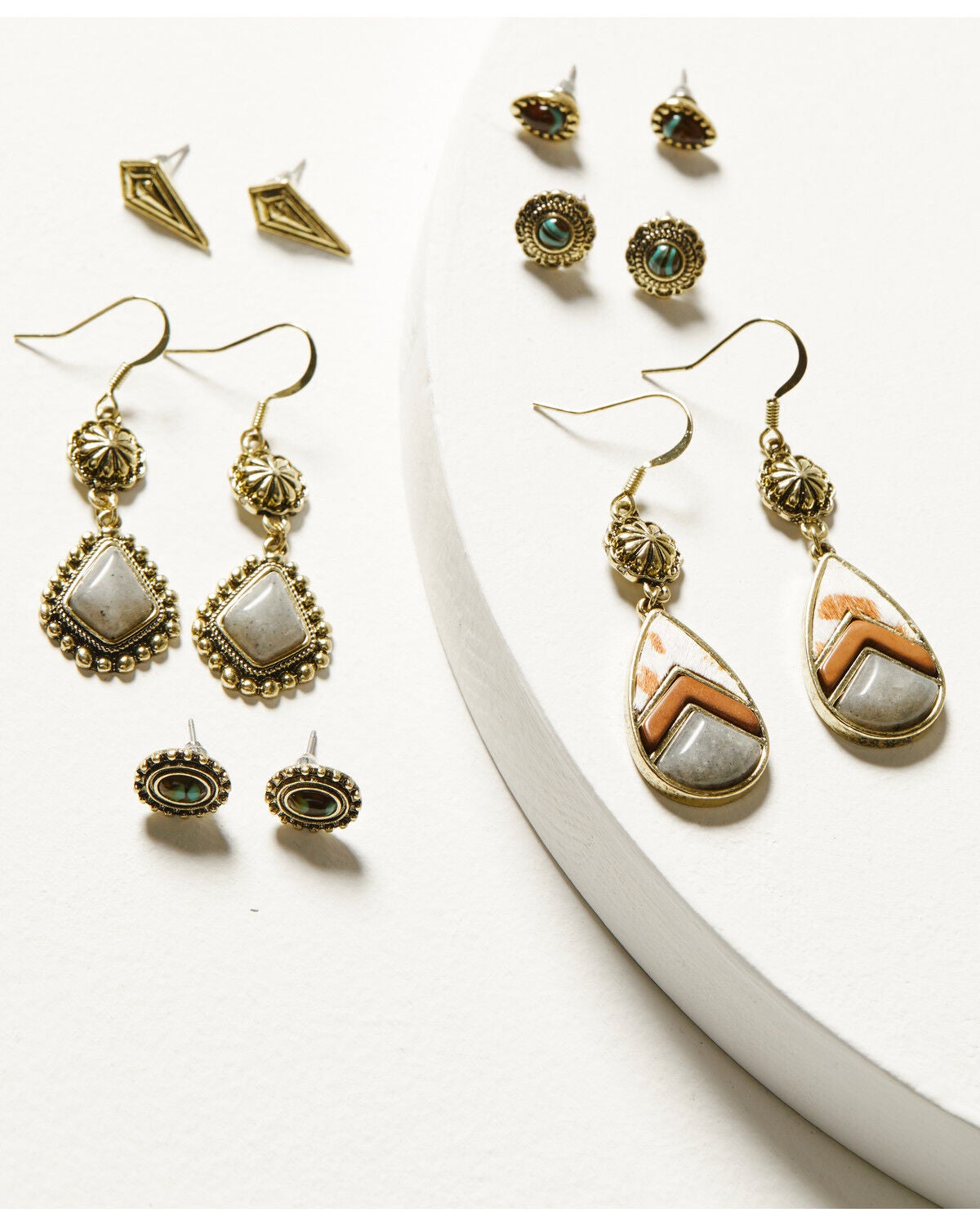 Shyanne Women's Soleil Inlay Earring Set - 6 Piece, Gold, hi-res
