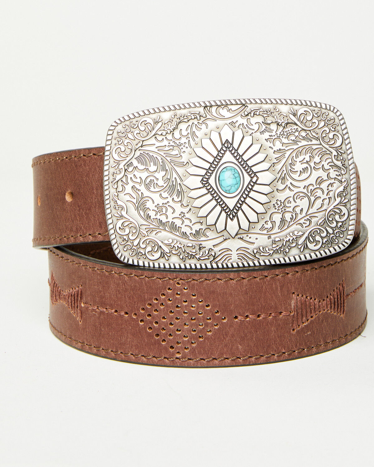 Image #1 - Idyllwind Women's Highland Embossed Buckle Belt, Dark Brown, hi-res