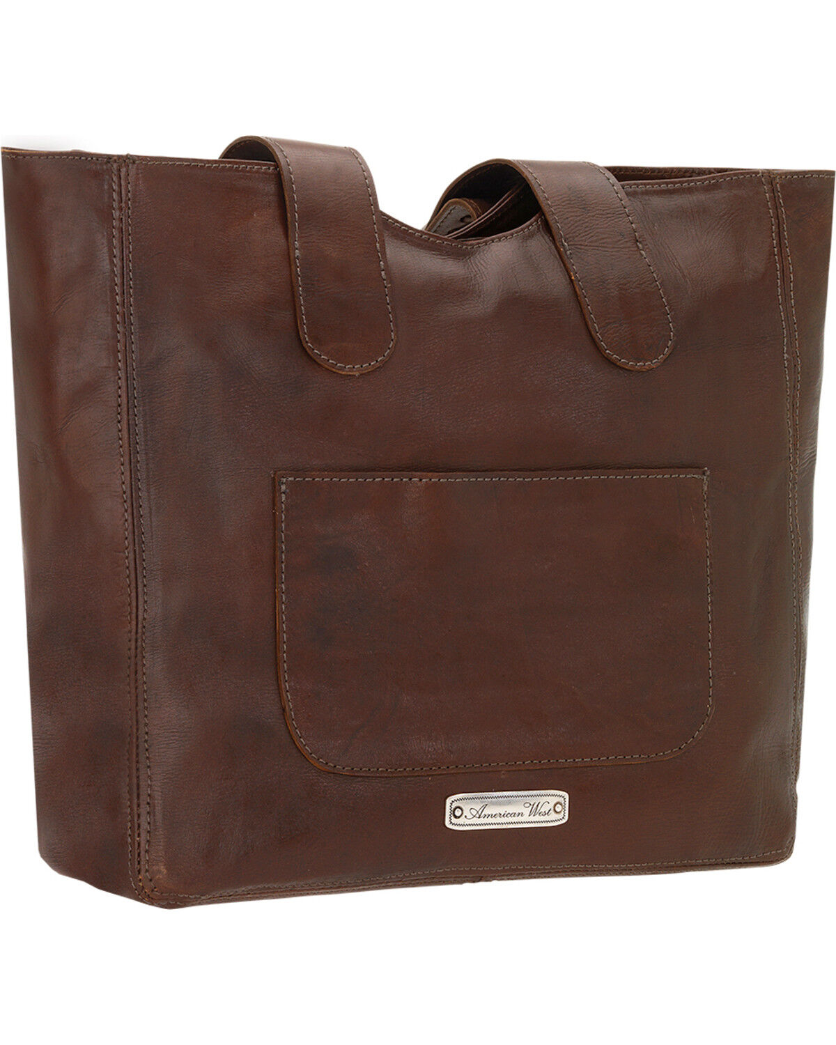 Image #3 - American West Chestnut Brown Mojave Canyon Large Zip Top Tote, Chestnut, hi-res