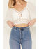 Image #3 - Flying Tomato Women's Crochet Front Long Sleeve Top, White, hi-res