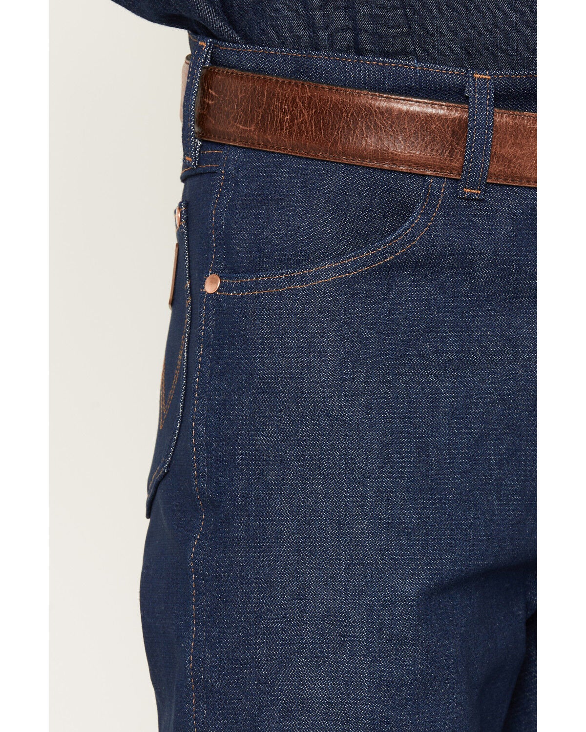 Image #2 - Wrangler Men's 13MWZ Dark Wash High Rise Rigid Cowboy Cut Straight Jeans, Indigo, hi-res