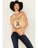 Image #1 - Youth in Revolt Women's Bleachwash Studded Cowboy Short Sleeve Graphic Tee, Brown, hi-res