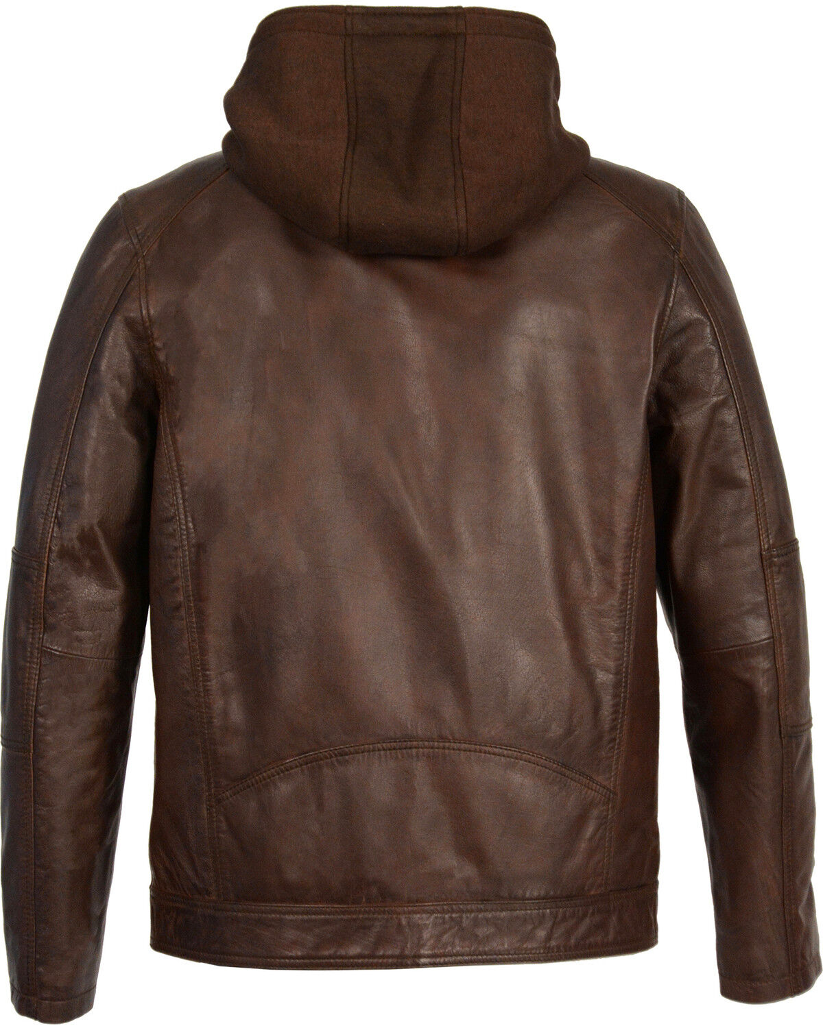 Image #2 - Milwaukee Leather Men's Snap Collar Leather Moto Jacket with Removable Hood, Brown, hi-res