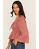 Image #2 - Ash & Violet Women's Solid Smocked Long Sleeve Blouse, Pink, hi-res