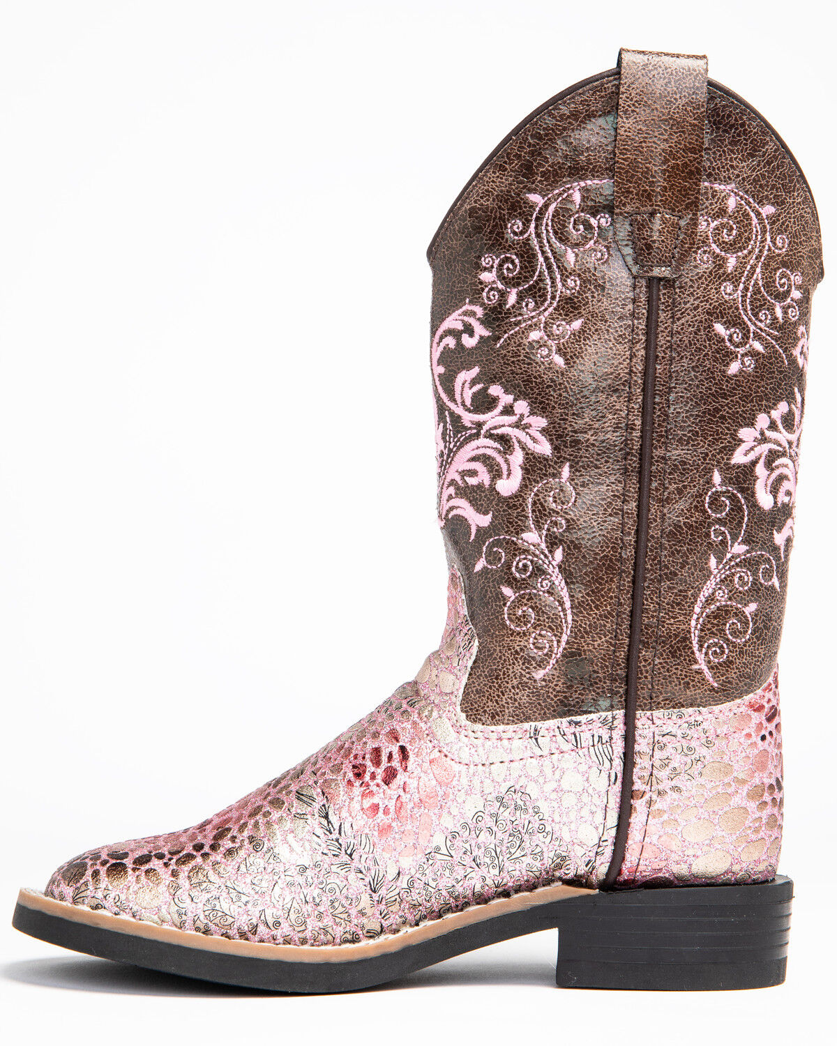 Image #3 - Shyanne Girls' Aria Faux Leather Western Boots - Square Toe, Pink, hi-res