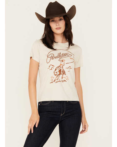 Image #1 - Pendleton Women's Rodeo Cowgirl Graphic Tee, Off White, hi-res