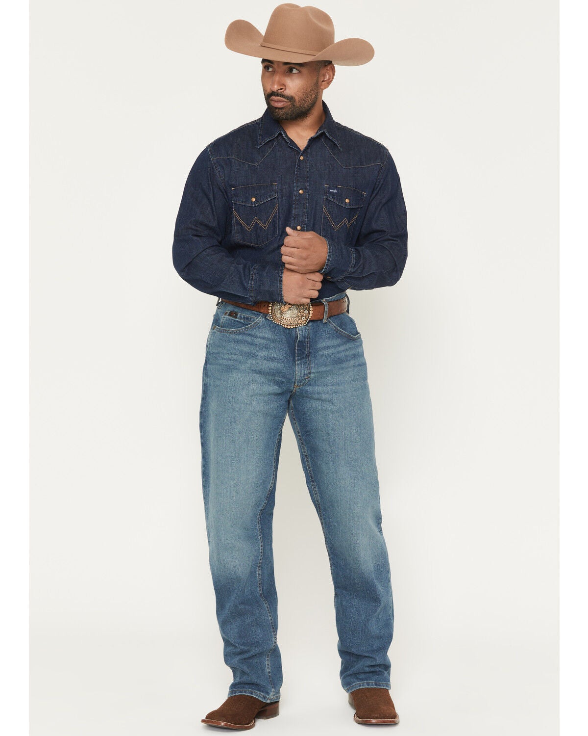 Wrangler X Cody Johnson 20X Medium Wash Relaxed Bootcut Stretch Denim Jeans - Tall, Medium Wash, hi-res