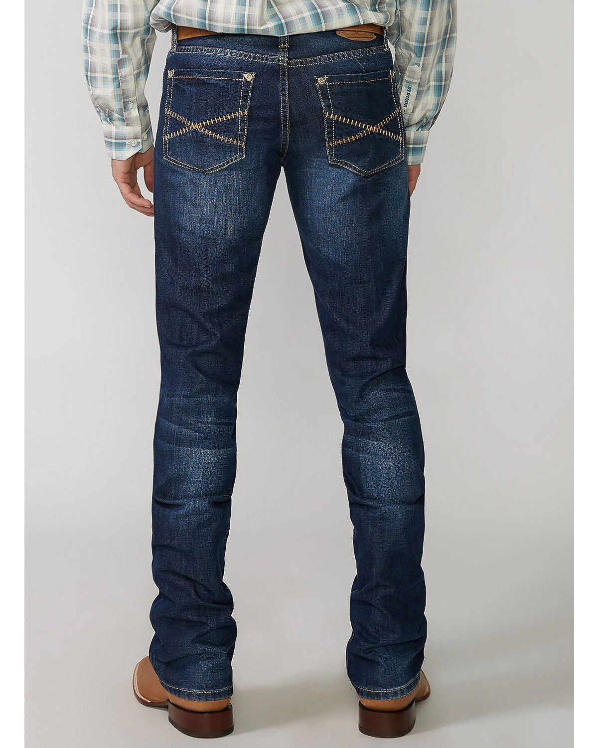 Stetson Rock Fit Barbwire "X" Stitched Jeans, Med Wash, hi-res