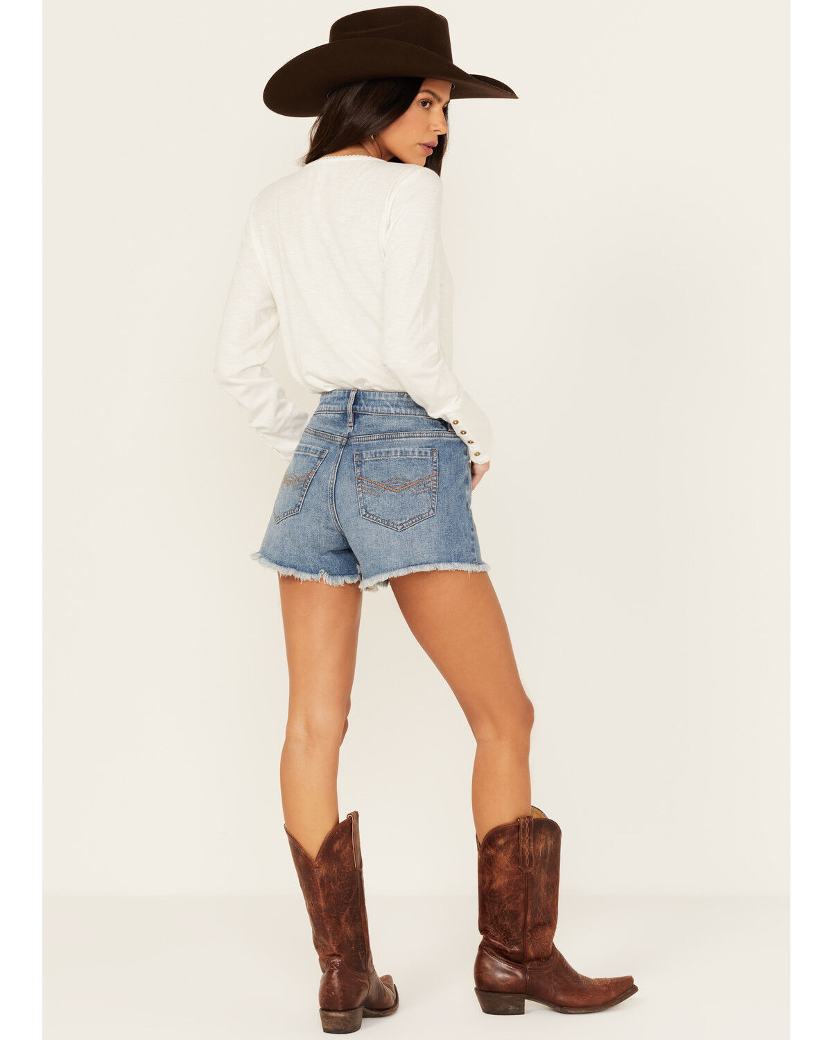 Image #3 - Idyllwind Women's Fawn Medium Wash Gypsy High Rise Comfort Stretch Shorts, Medium Wash, hi-res