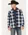 Cody James Men's Plaid Print Button-Down Jacket, Navy, hi-res