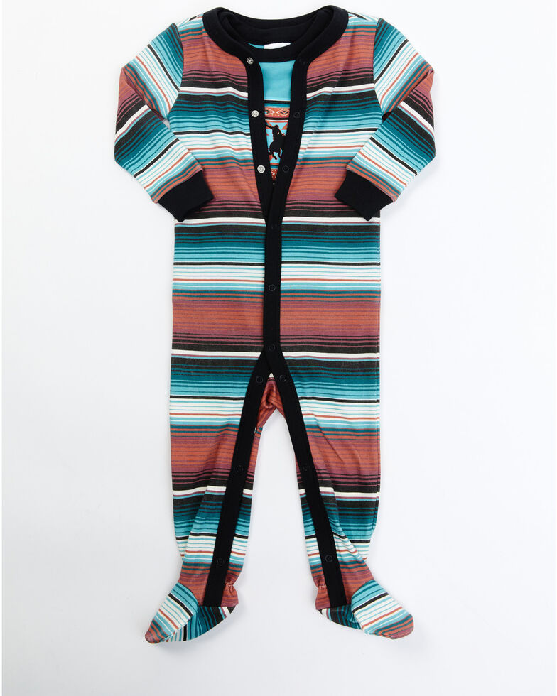 Cody James Infant-Boys' Teal & Red Southwestern Serape Sleep Onesie Set, Teal, hi-res