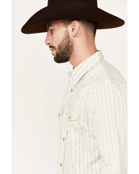 Image #2 - Moonshine Spirit Men's Uptown Geo Dobby Striped Print Long Sleeve Snap Western Shirt , Cream, hi-res