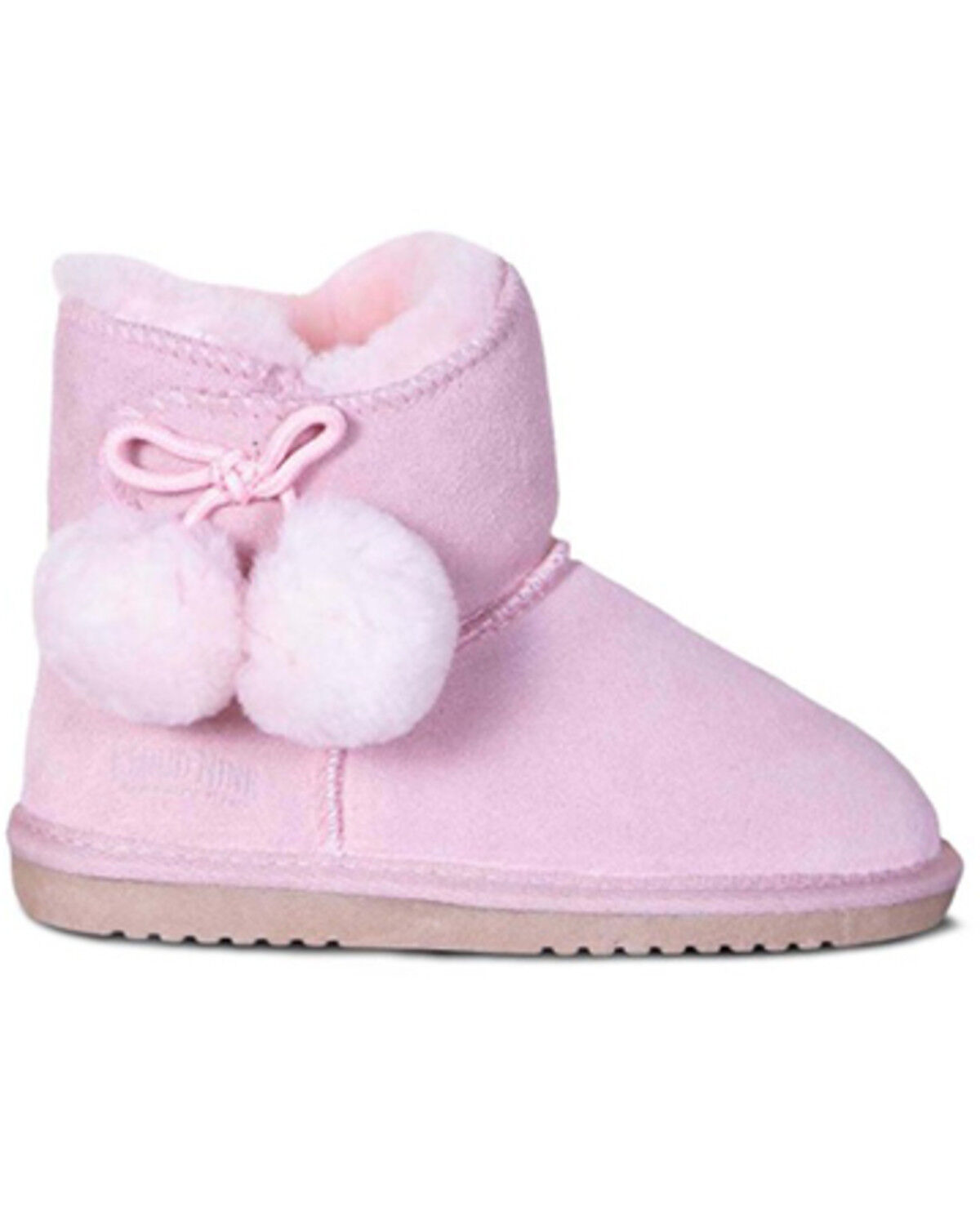 Image #1 - Cloud Nine Girls' Sheepskin Pom Pom Boots - Round Toe, Pink, hi-res