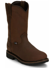Justin Men's Drywall Waterproof Work Boots - Soft Toe, Brown, hi-res