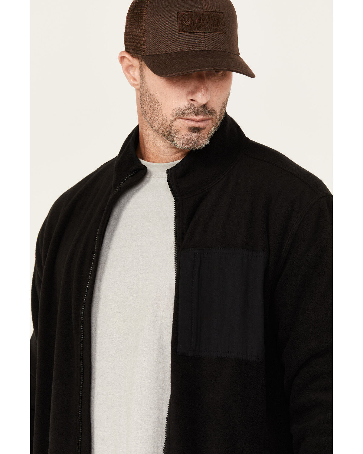 Image #2 - Lucky Brand Workwear Men's Solid Polar Fleece Jacket, Black, hi-res