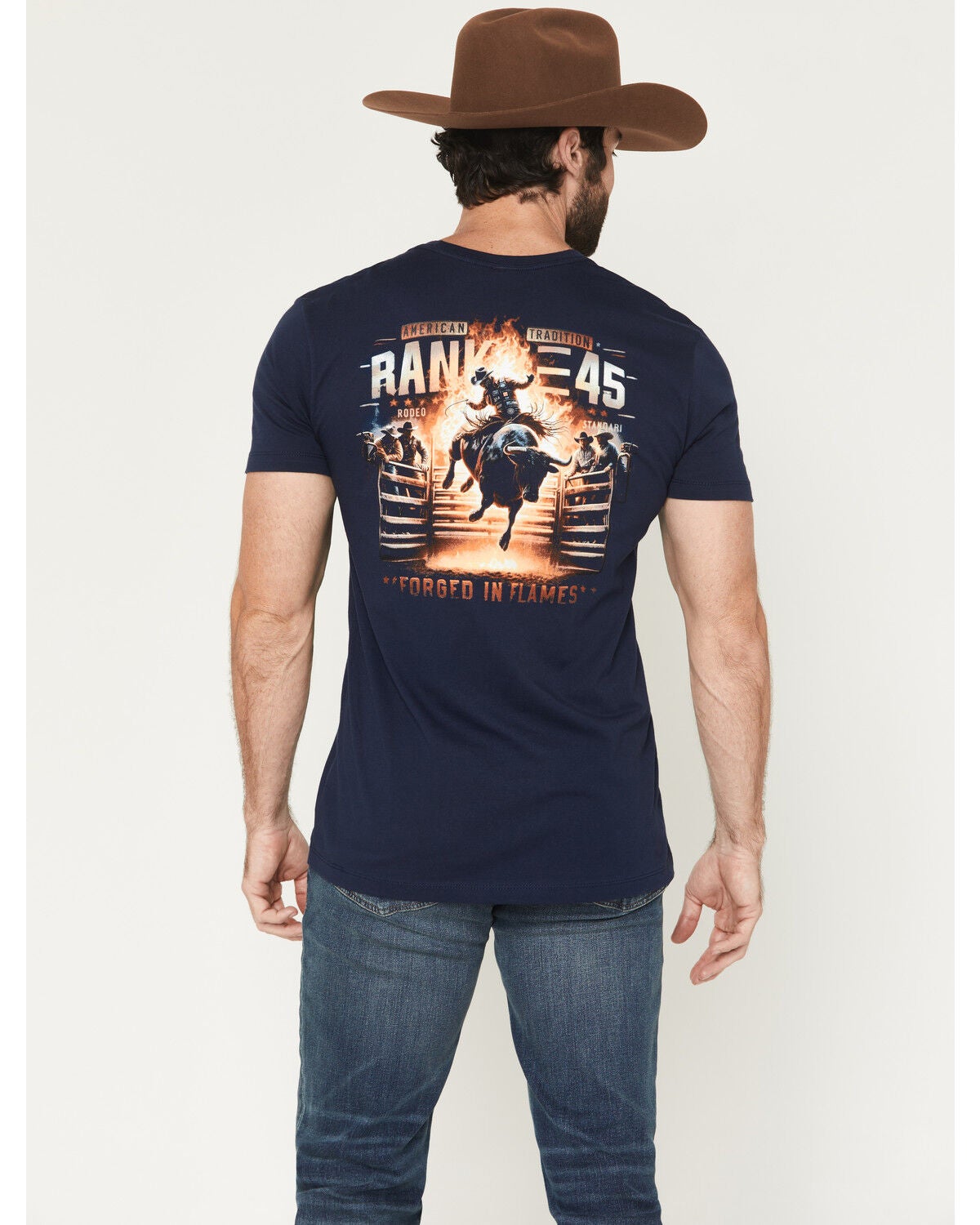 Image #1 - RANK 45&reg; Men's Forged Logo Short Sleeve Graphic T-Shirt, Navy, hi-res