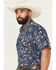 Image #2 - Pendleton Men's Laramie Floral Print Short Sleeve Snap Western Shirt, Navy, hi-res