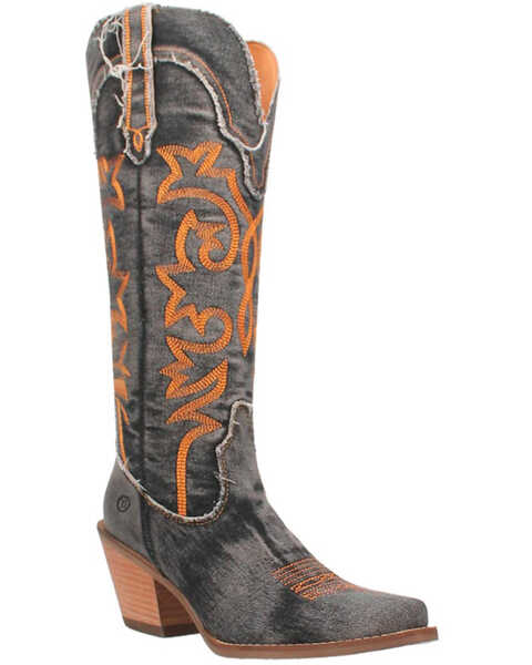 Image #1 - Dingo Women's Texas Tornado Tall Western Boots - Pointed Toe , Black, hi-res