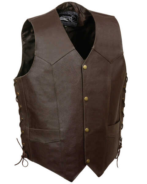 Image #1 - Milwaukee Leather Men's Side Lace Skull & Wings Vest - 5X, Brown, hi-res