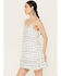 En Creme Women's Abstract Striped Sleeveless Mini Dress, Blue/white, hi-res
