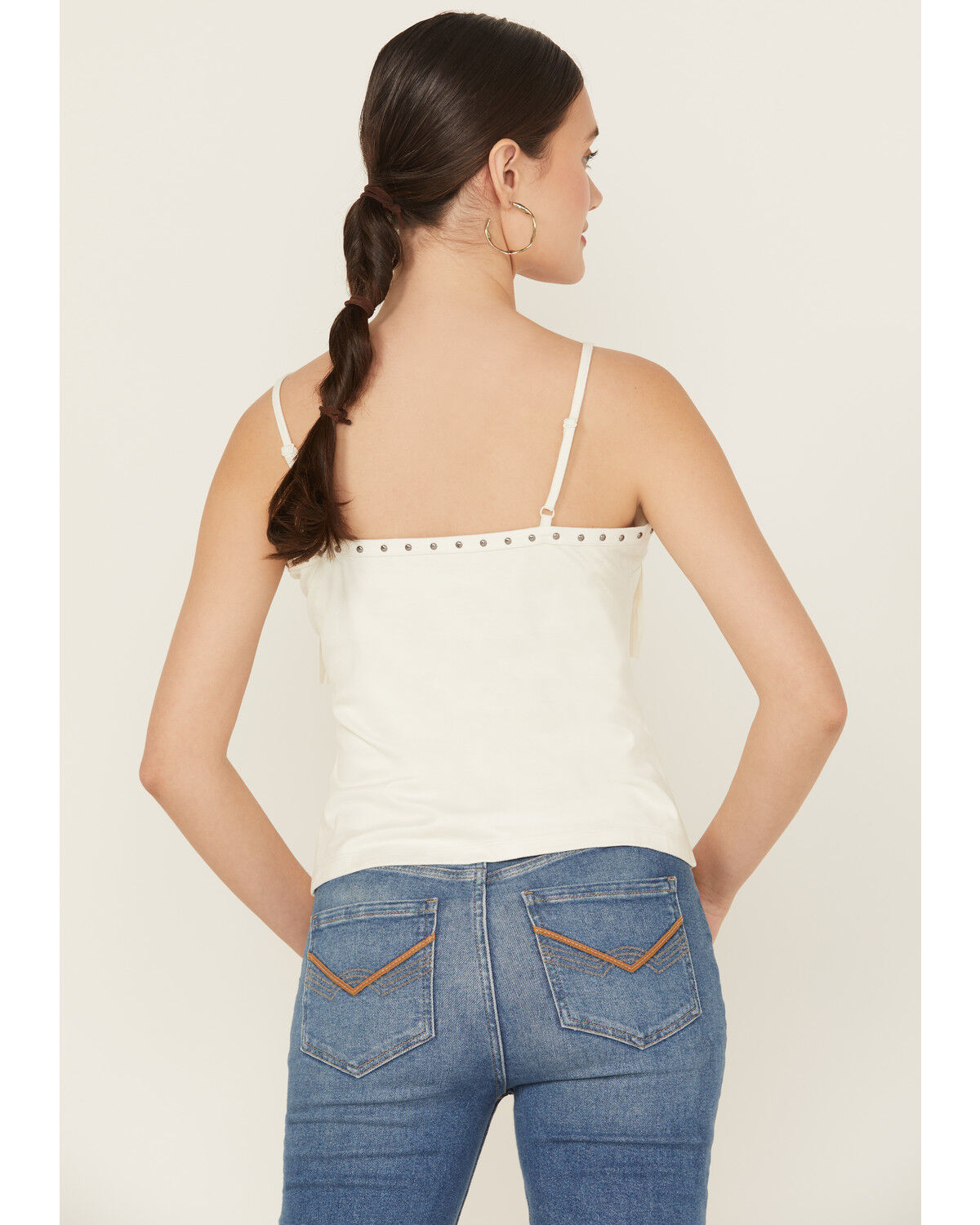 Image #5 - Idyllwind Women's Studded Fringe Faux Suede Tank Top, Ivory, hi-res