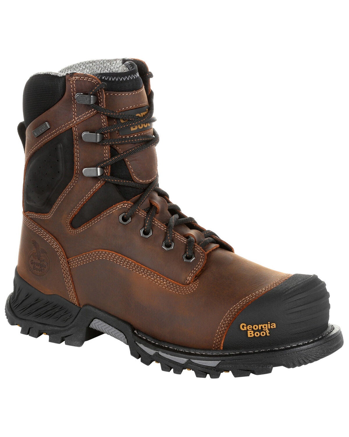 Georgia Boot Men's Rumbler Waterproof Work Boots - Composite Toe, Black/brown, hi-res