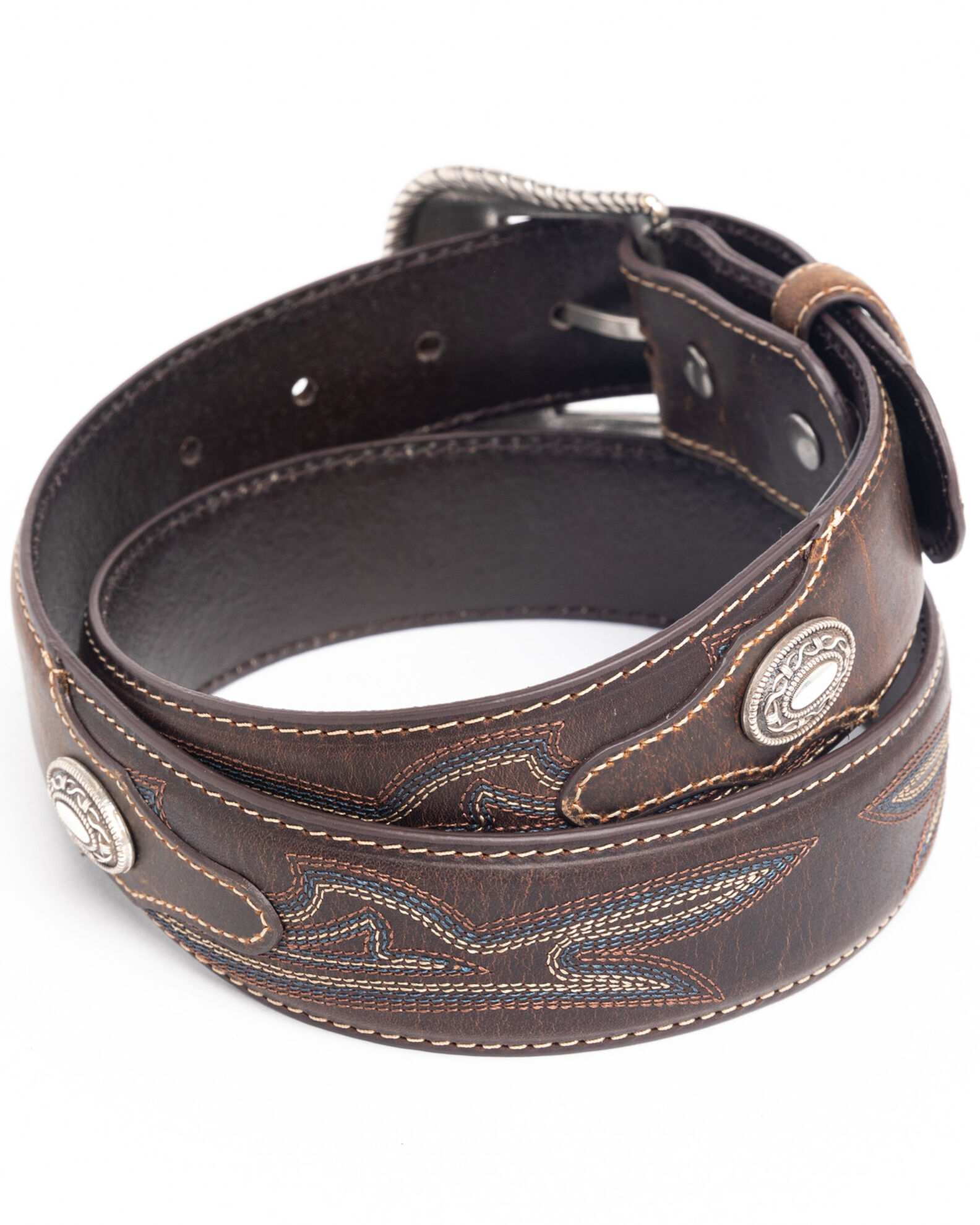 Cody James Men's Turquoise Stitched Longhorn Buckle Belt