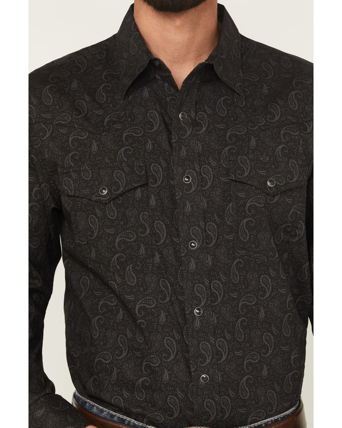 Image #3 - Wrangler 20X Men's Paisley Print Long Sleeve Snap Stretch Western Shirt, Black, hi-res